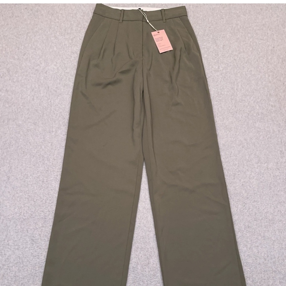 Quince Stretch Pleated Crepe NWT Green Pants